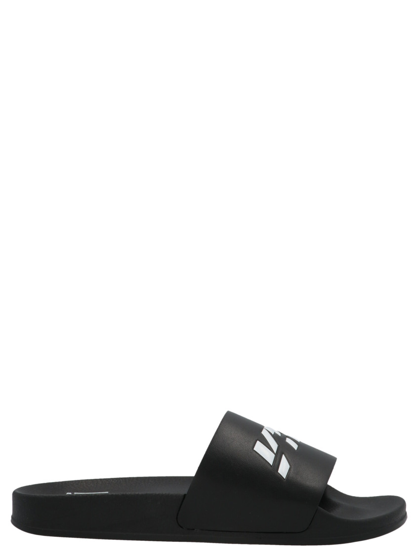 Vetements Black Logo Slides In Black