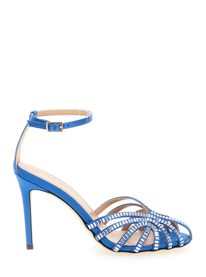 Shop Semicouture Blue Ankle Strap Heels