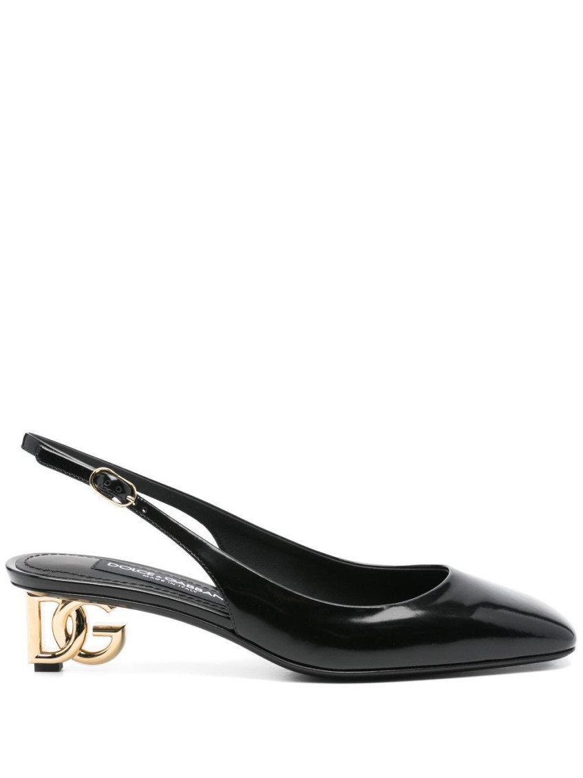 Dolce & Gabbana Black Décolleté With Dg Logo On The Heel In Black