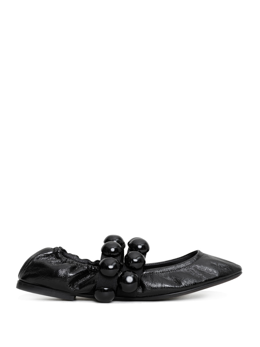 Alaïa Embellished Crinkled-leather Ballet Flats In Black