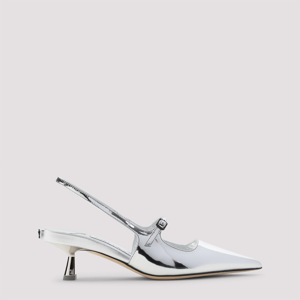 Jimmy Choo 'didi 45' Gold Colored Pumps With Patent Finish In Silver