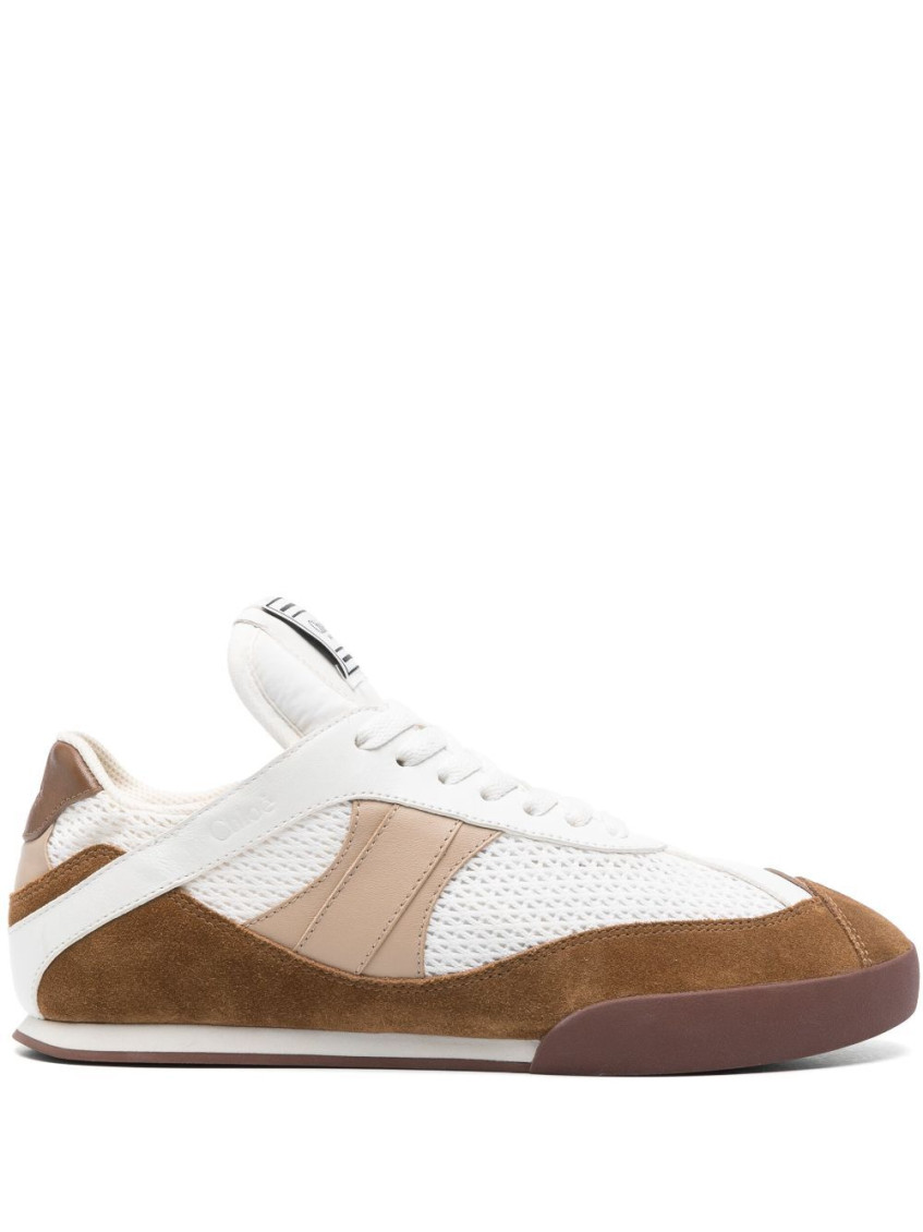 Chloé Kick Lace-up Leather Low Top Sneakers In Brown