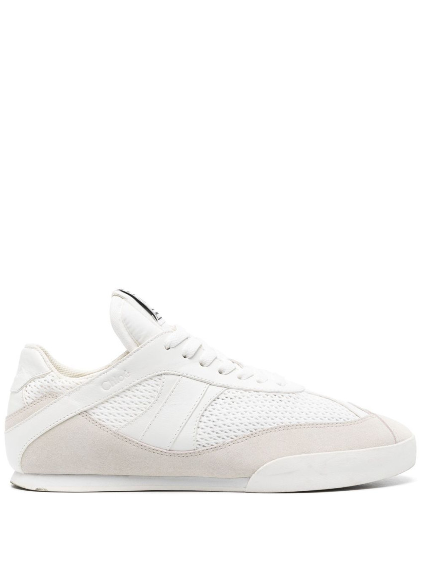 Shop Chloé White Lace Up Sneakers