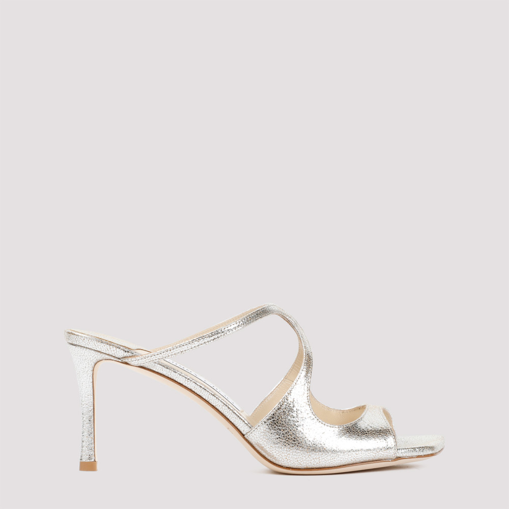 Jimmy Choo Womens Champagne Anise 75 Glitter-effect Leather Heeled Sandals In Silver