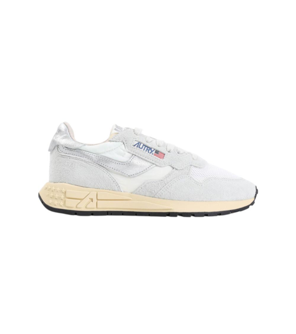 Autry 'reelwind' Grey Low Top Sneakers With Logo Patch On Tongue And Side In White