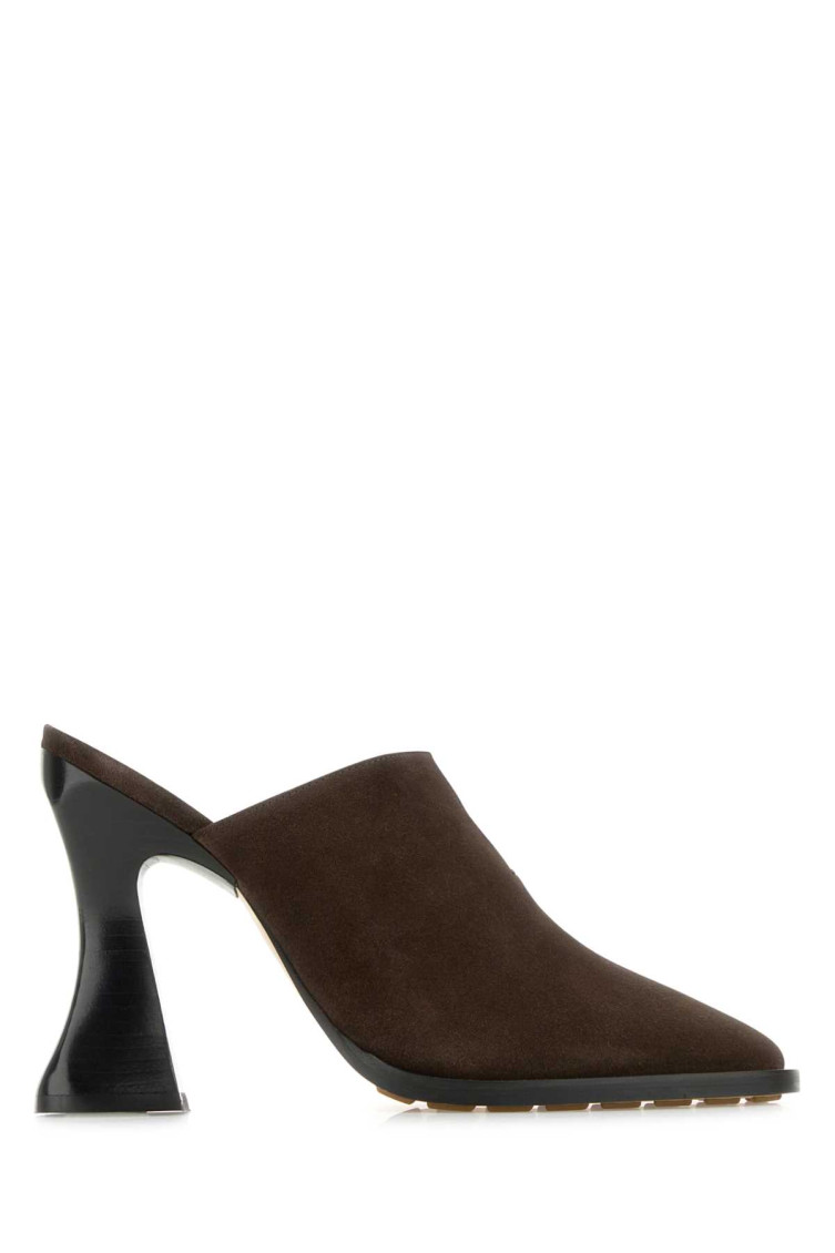 Bottega Veneta Leather Cha-cha Heeled Mules 100 In Dark Brown