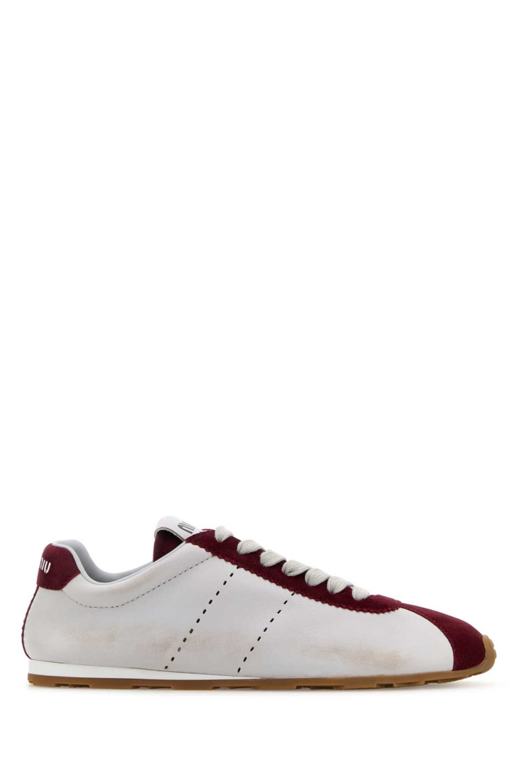 Miu Miu Women Plume Leather And Suede Sneakers In White
