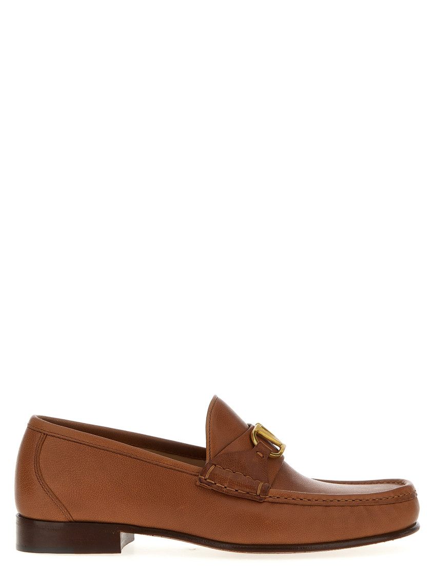 Valentino Vlogo Signature Loafers Gold-tone Hardware In Brown