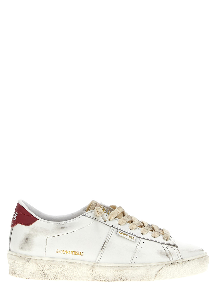 Golden Goose Distressed Sneakers With Perforated Toe Cap In Red