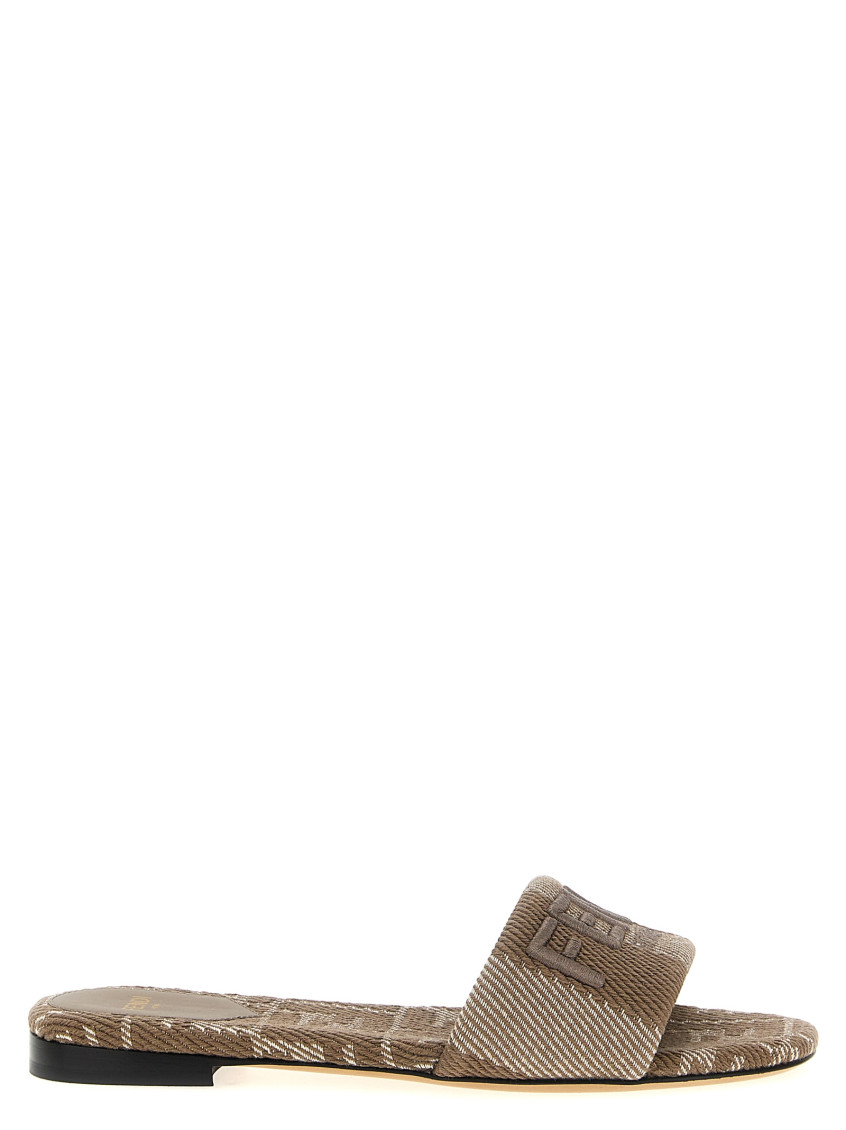 Shop Fendi Grey Signature Sandals