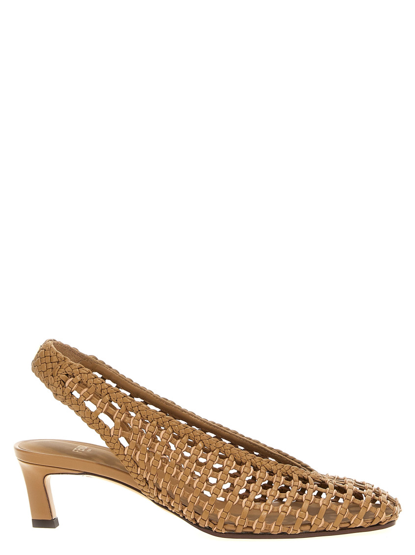 Fendi Woven Leather Kitten-heel Slingback Pumps In Brown
