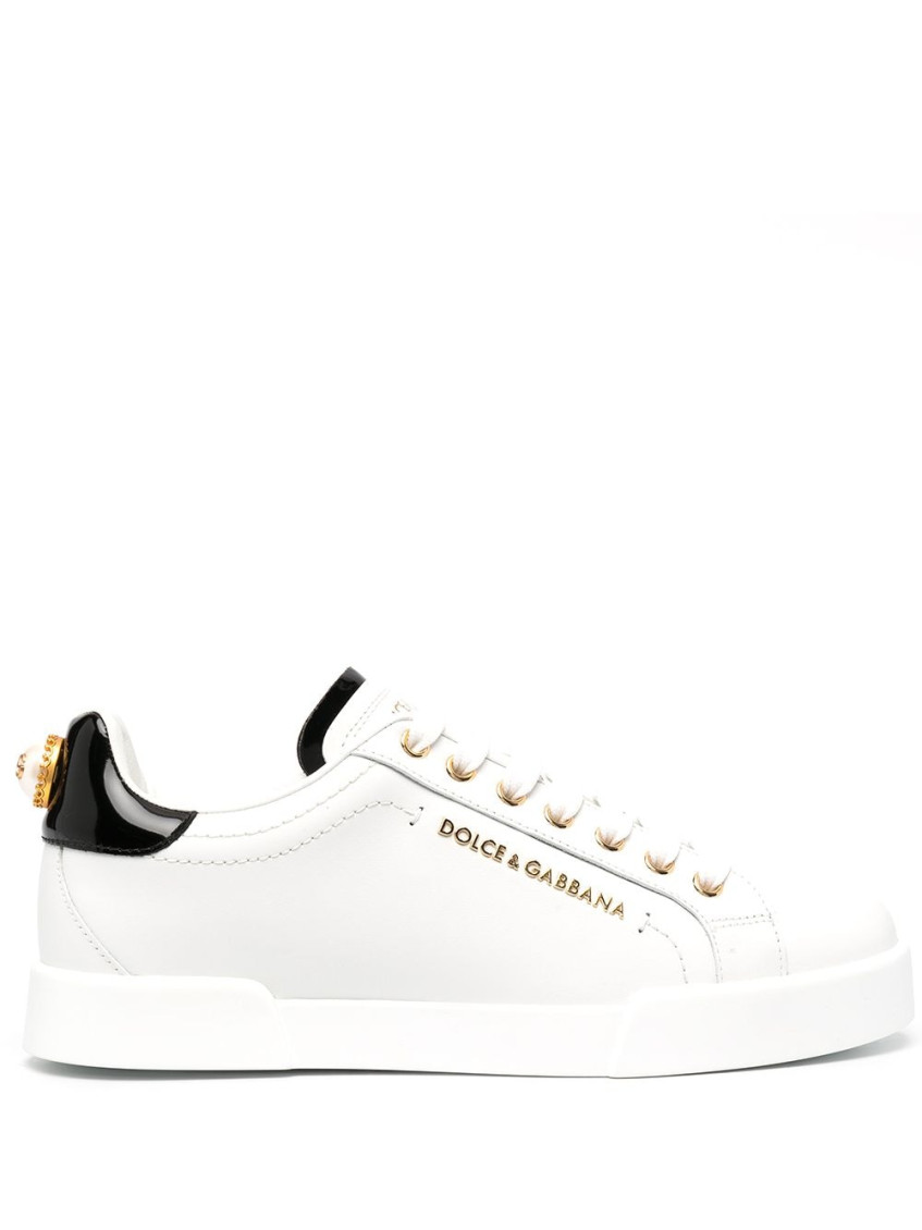 Dolce & Gabbana White Leather Sneakers In White