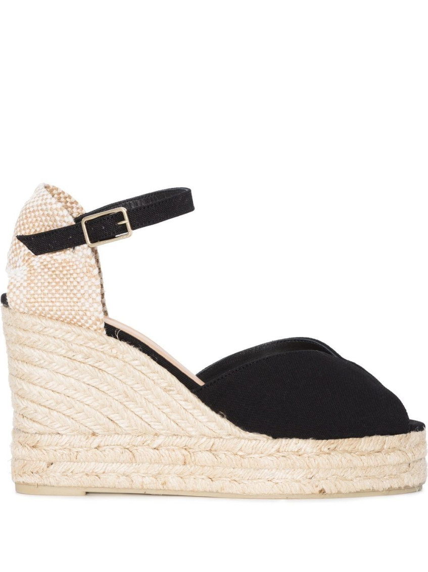 Castaã±er Bianca Canvas Ankle-strap Espadrille Sandals In Black