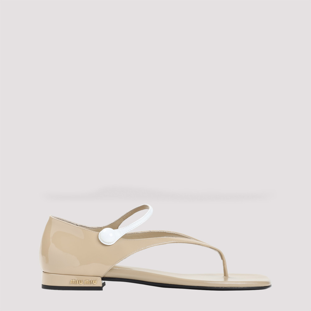 Miu Miu Beige Log Sandals In Beige