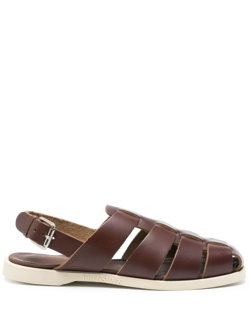 Sebago Moccasin Cage Cut-out Flat Sandal In Brown