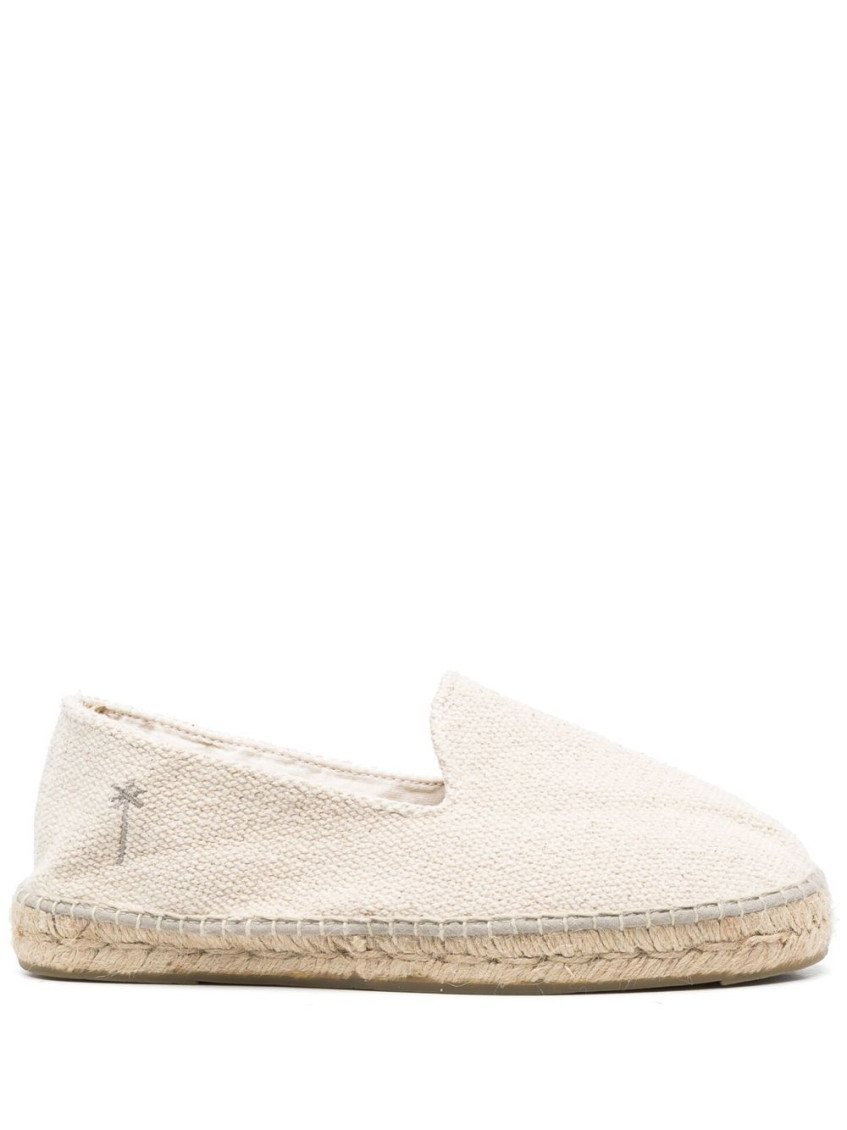 Manebi Yucatan Embroidered Jute Round Toe Espadrilles In Metallic