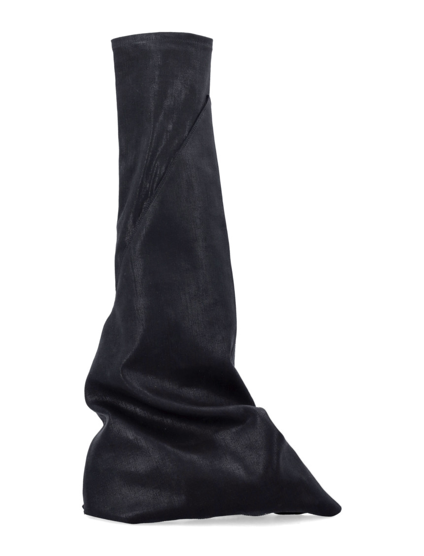 Rick Owens Black Leather Boots In Black
