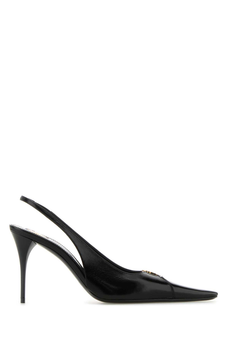 Saint Laurent Babylone Breteuil Slingback Pumps In Smooth Leather In Black