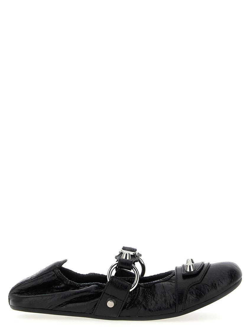 Balenciaga Black Lamb Leather Shoes With Striking Metallic Accents In Black