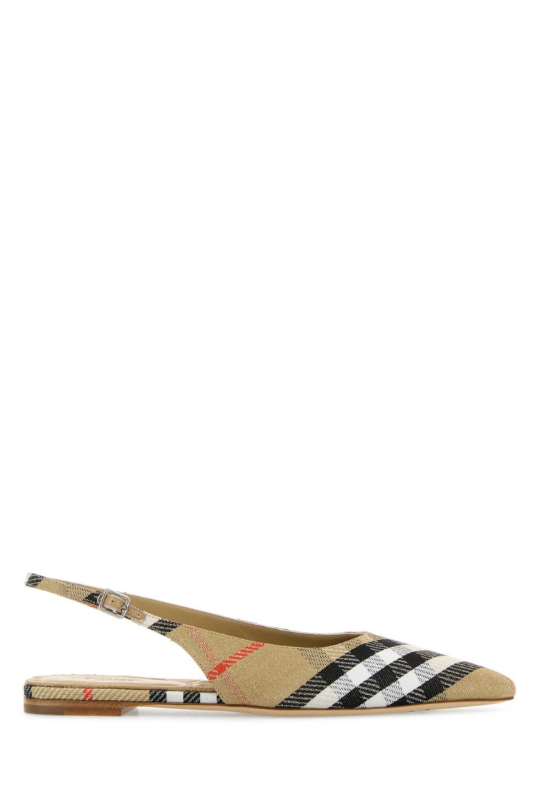 Burberry Check Birdie Slingback Ballerina Flats Women In Beige