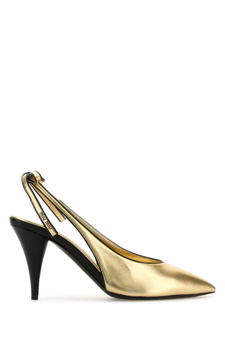 Miu Miu Scarpe Con Tacco In Pelle Oro Donna In Black