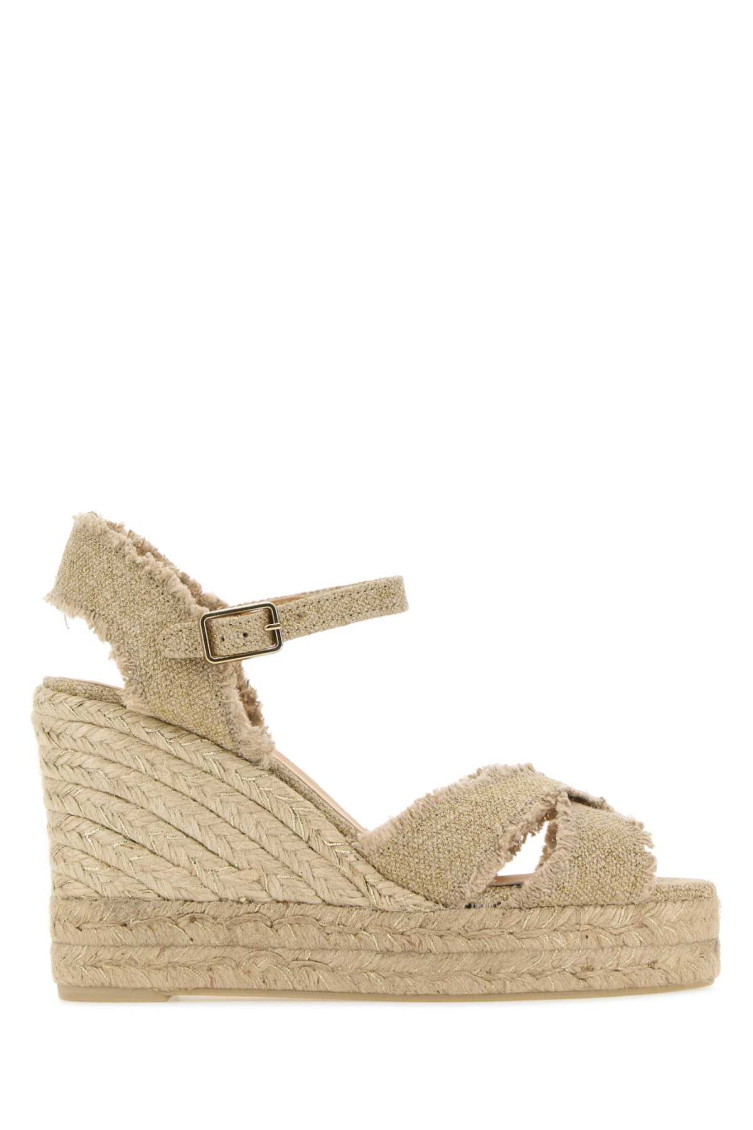 Castaã±er Beige Canvas Wedges