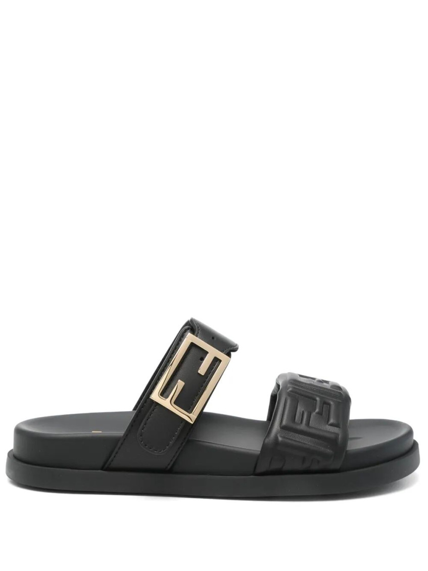 Fendi Black Logo Sandals