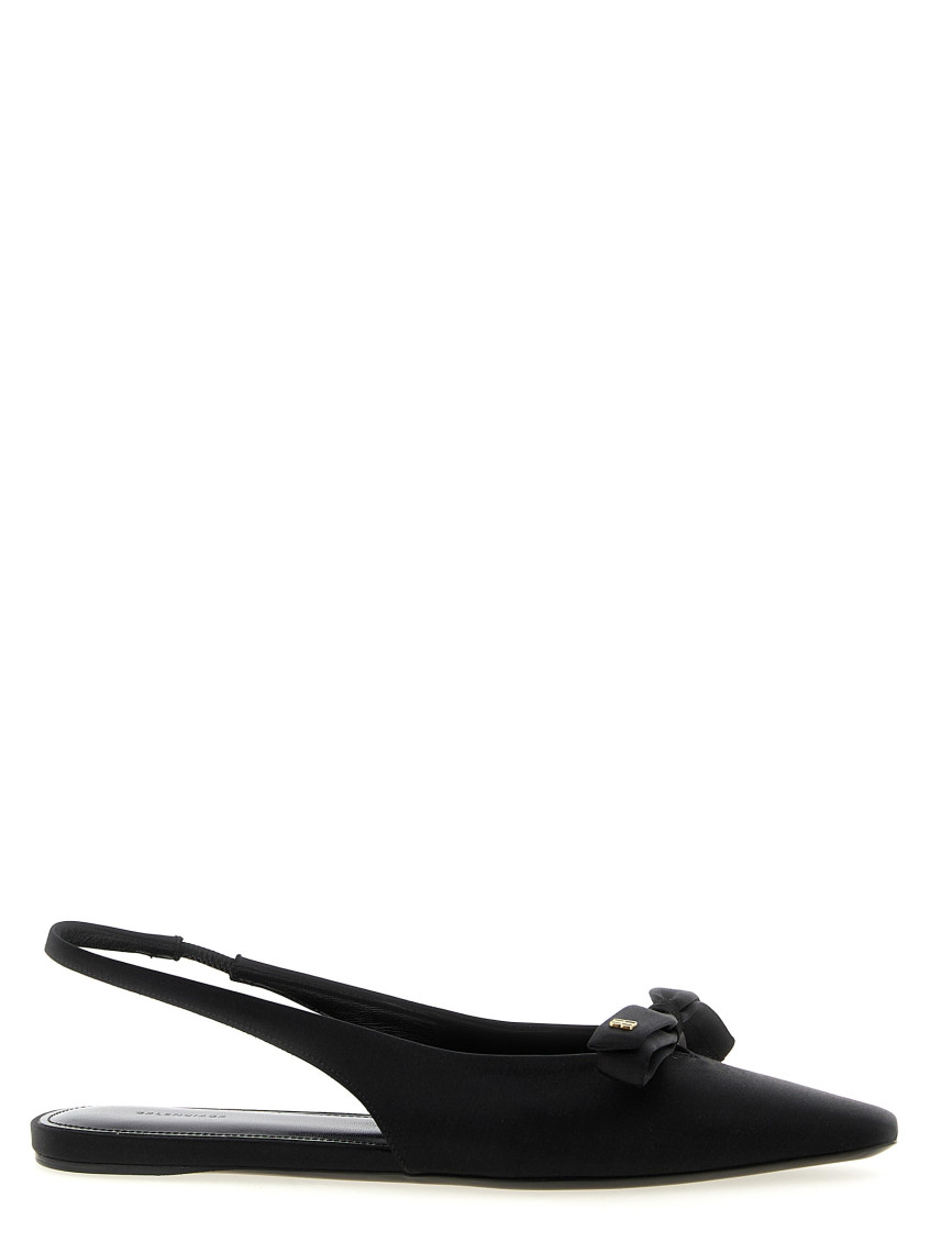 Balenciaga Pointed Toe Slingback Sandals With Bow Detail In Black