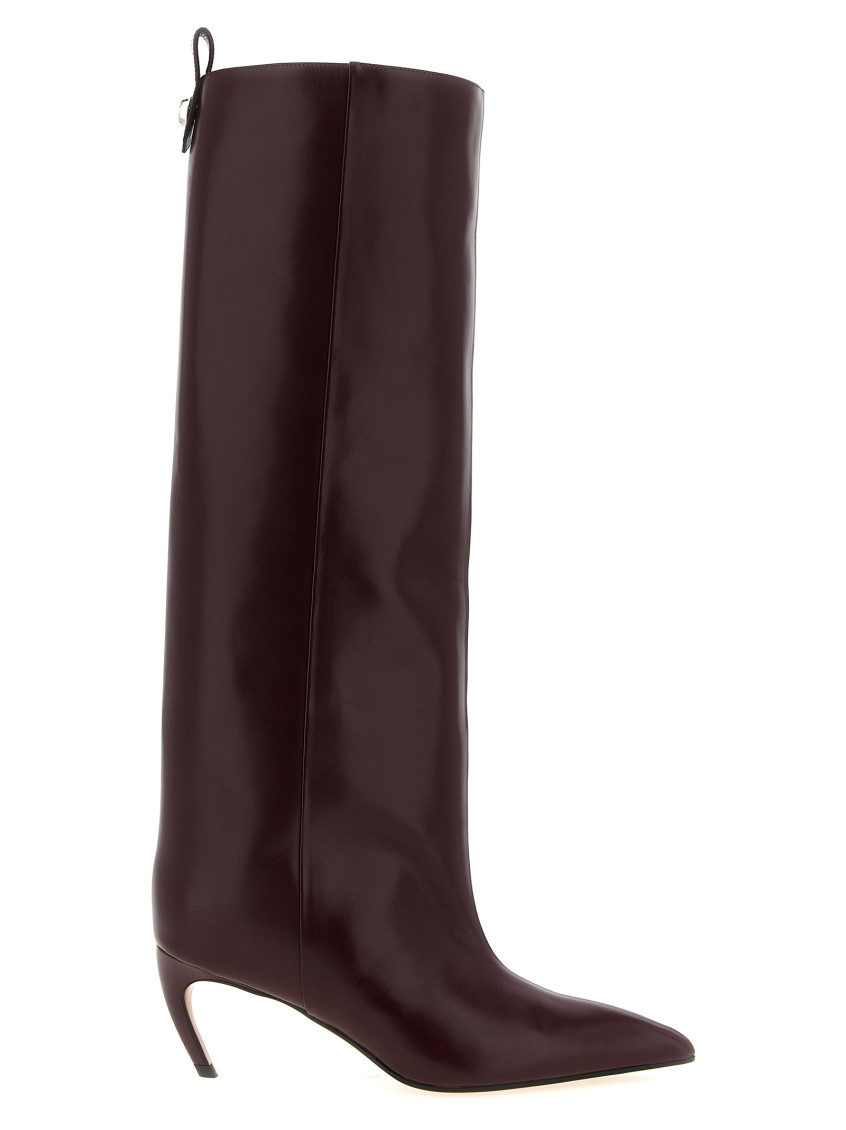 Attico 65mm Lea Pointed-toe Leather Boots In Burgundy