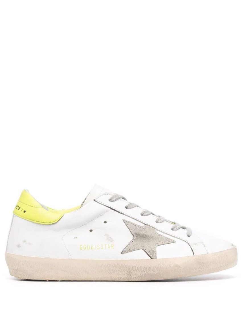Golden Goose White Lace Up Sneakers In White