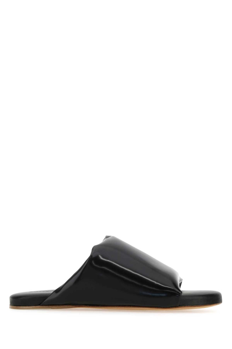 Bottega Veneta Black Nappa Leather Cushion Slipper In Black