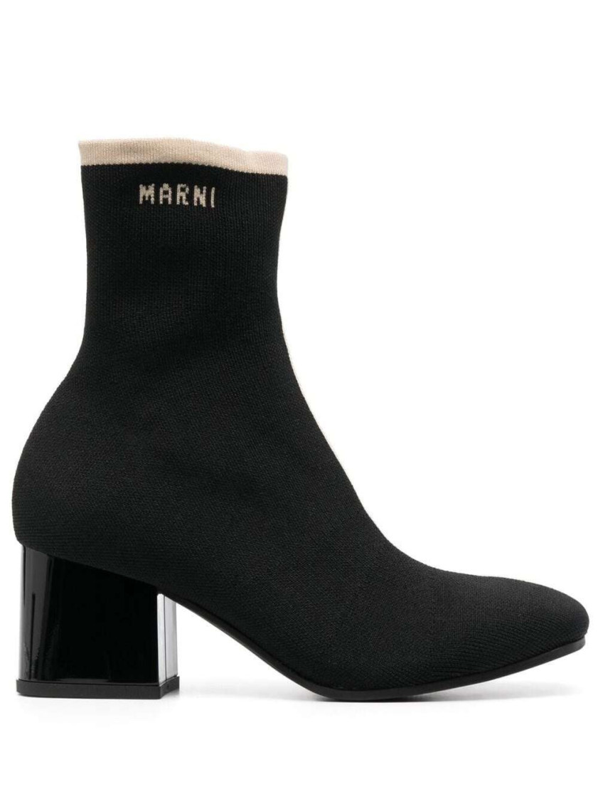Shop Marni Black Leather Ankle Boots