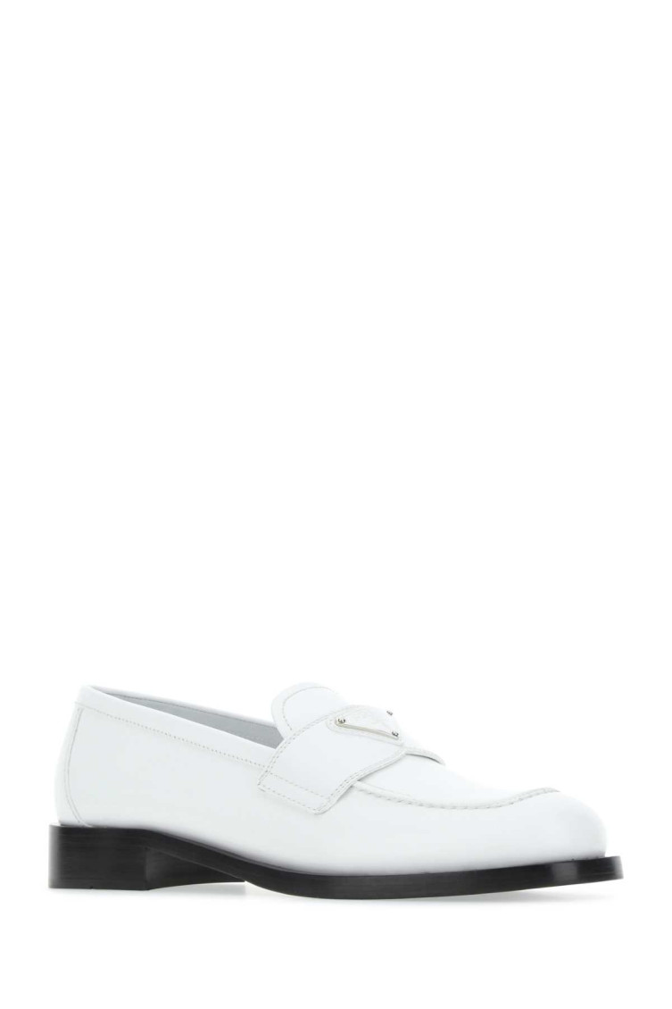 Prada White Leather Loafers for Women Online USA at Darveys.com