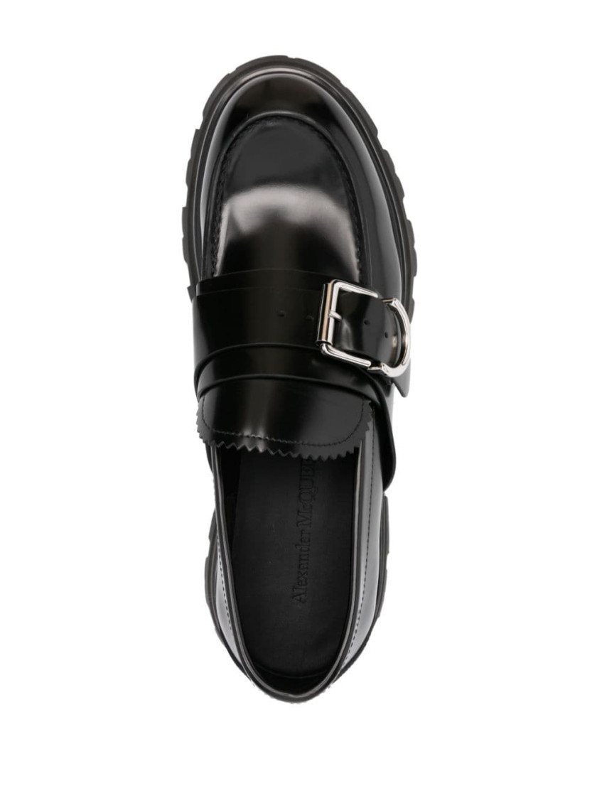 Alexander Mcqueen Brushed Leather Wander Loafers For In Black