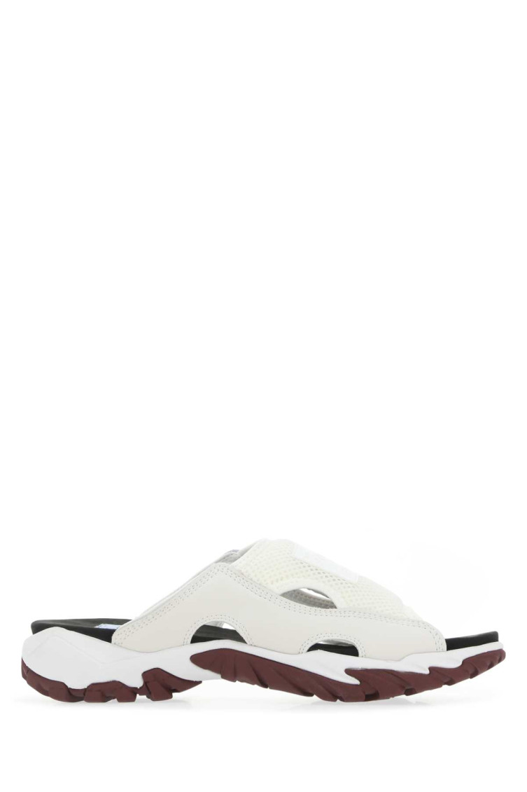 Alexander Mcqueen Multicolor Mesh And Synthetic Leather Striae Slippers In Multicolor