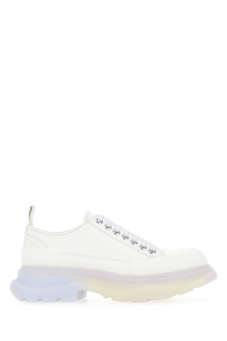 Alexander Mcqueen White Canvas Tread Slick Sneakers In White