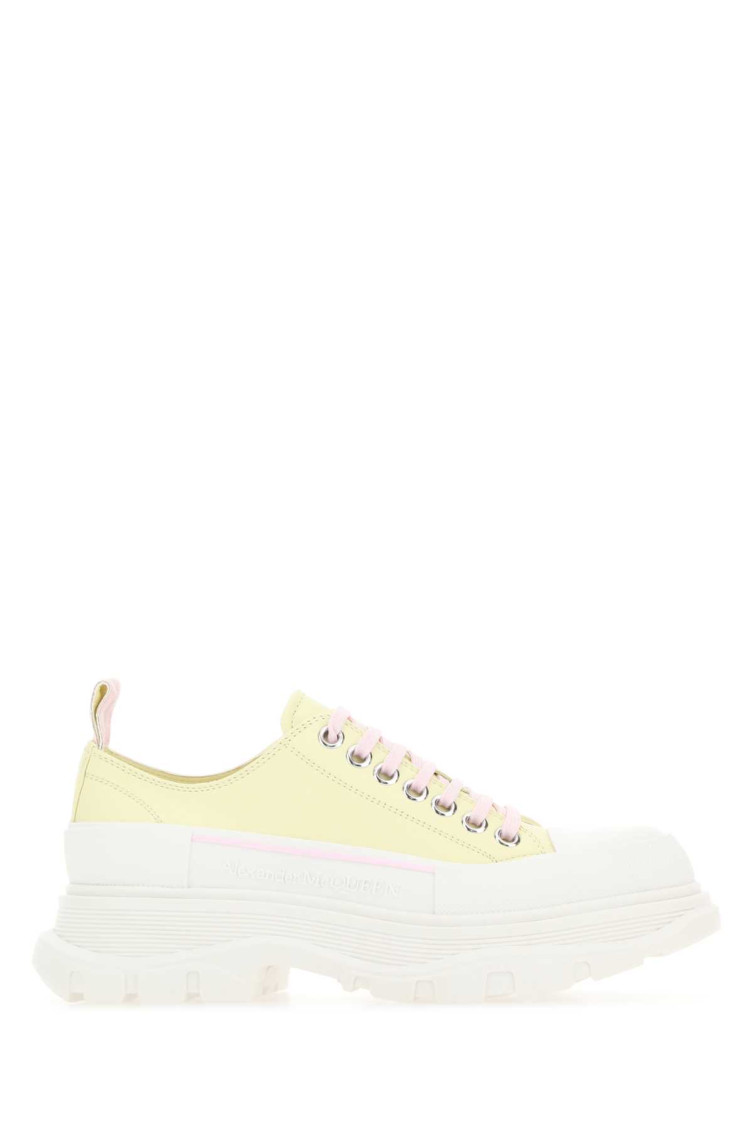 Alexander Mcqueen Pastel Yellow Leather Tread Slick Sneakers In Yellow