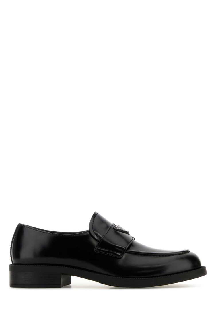 Prada Chocolate Moccasin In Black Patent Leather Men
