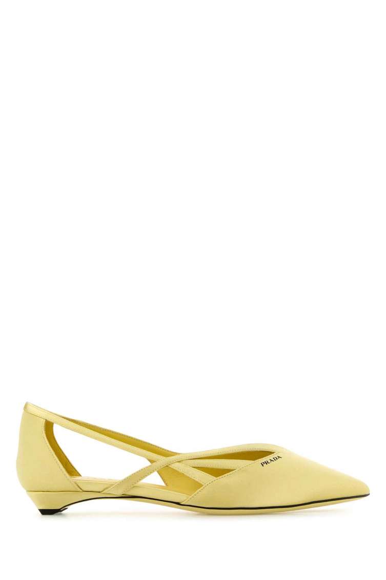 Prada Satin Ballerina Flats In Yellow