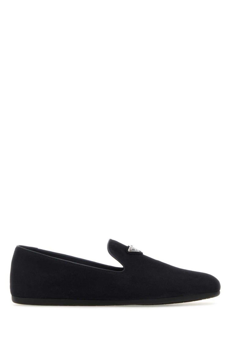 Prada Versatile Round Toe Suede Loafers In Blue