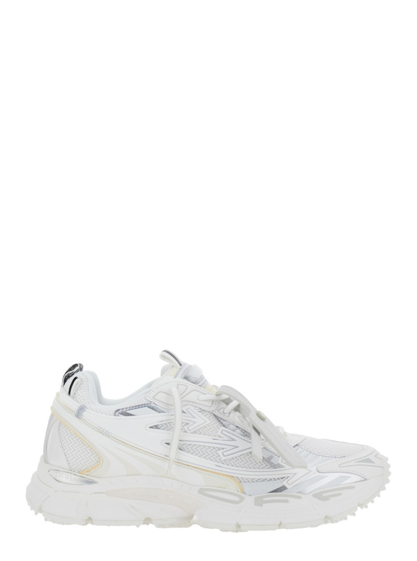 Off-white Light Grey And Silver Sneakers With Mesh In White