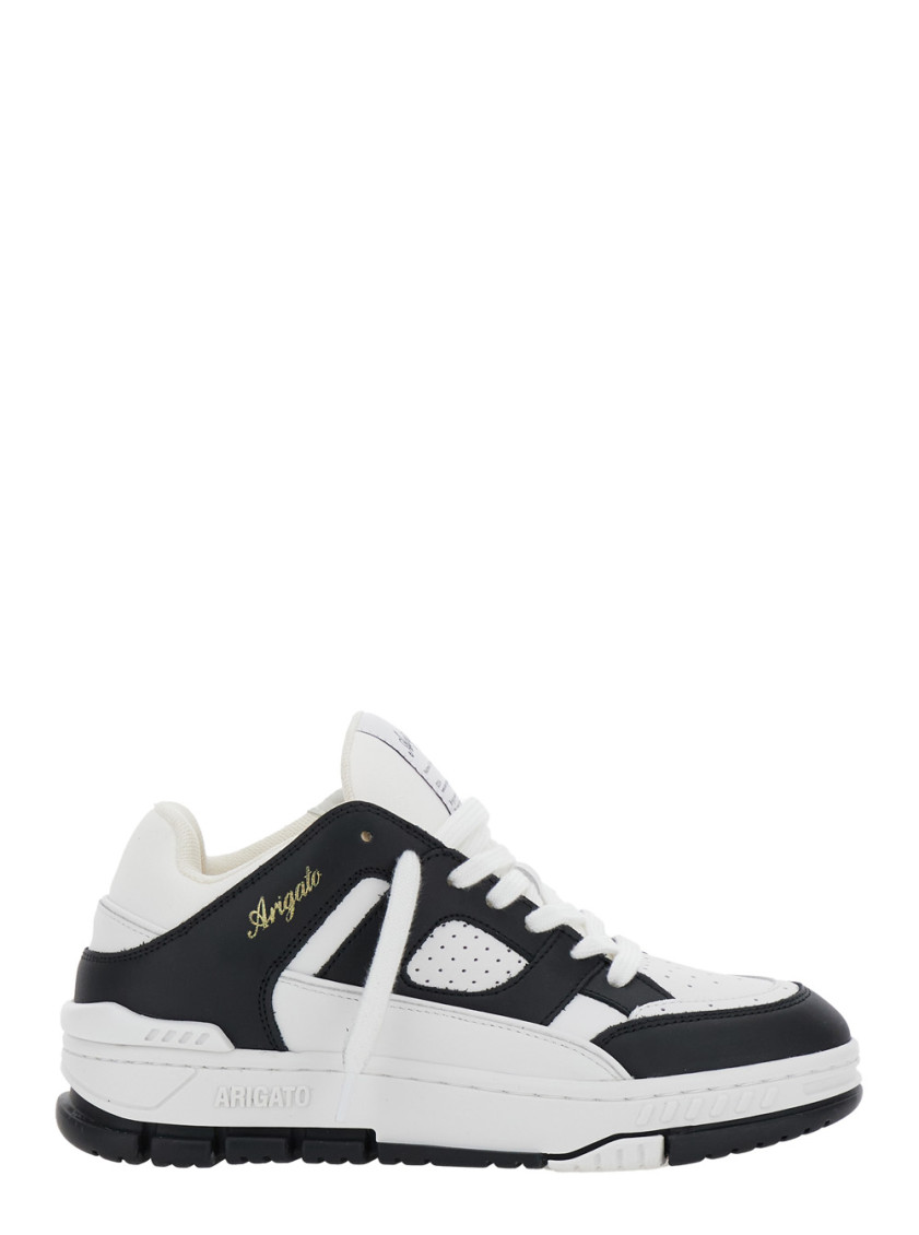 Axel Arigato 'area Lo' Black And White Low Top Sneakers With Laminated Leather In Leather Blend Woman In White