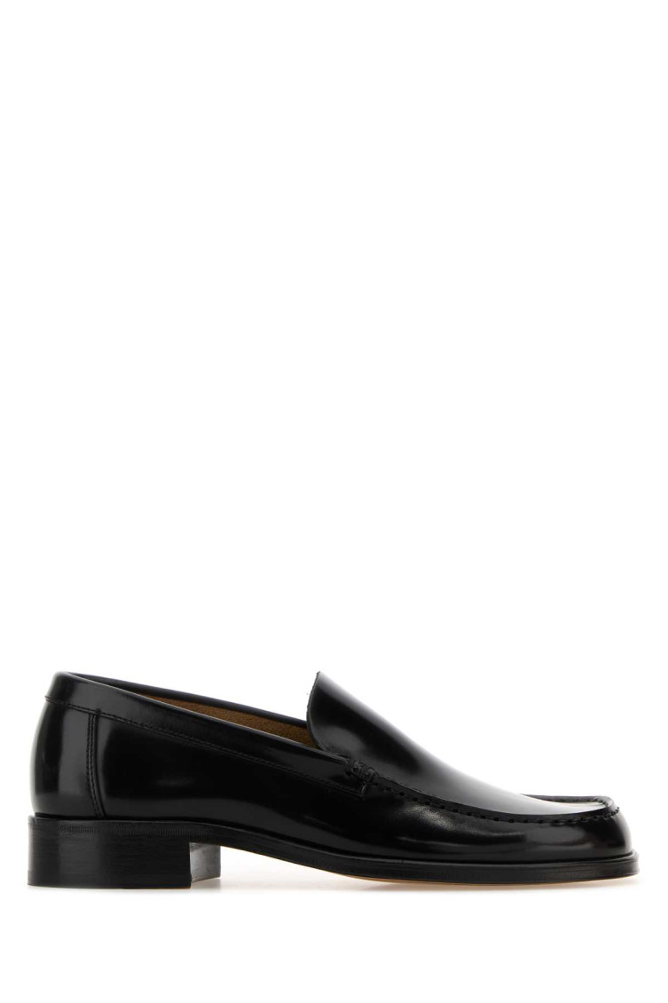Lemaire Polished Leather Slip-on Shoes In Black