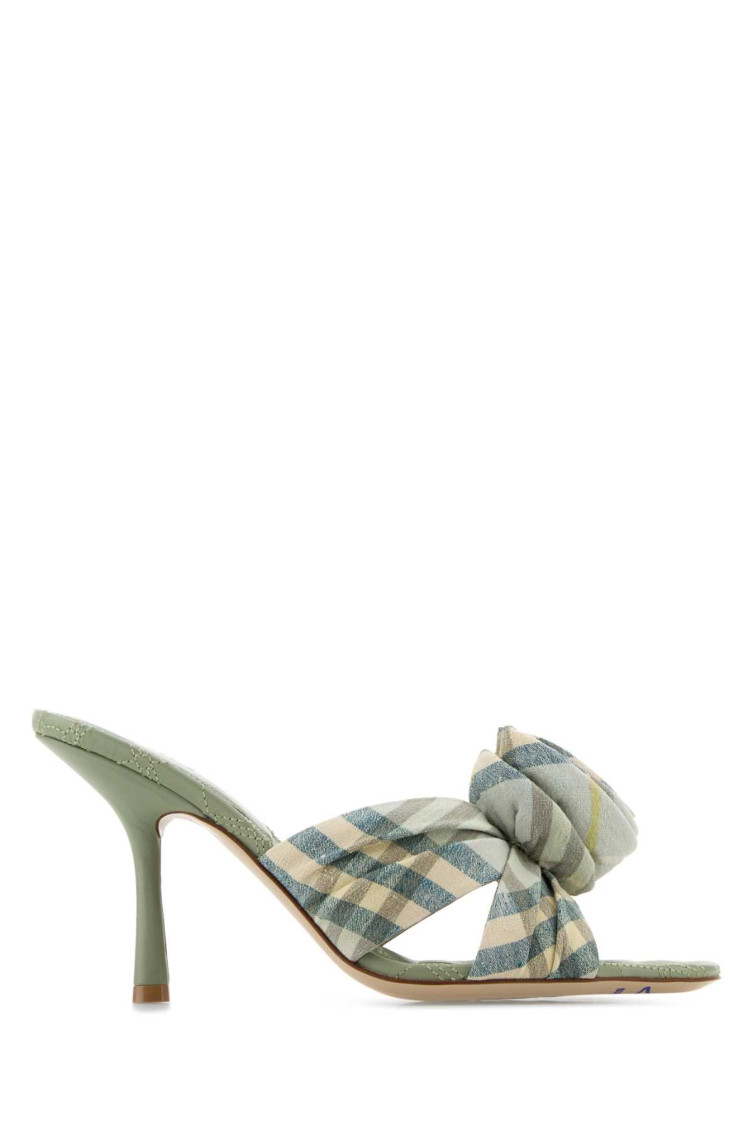 Burberry Fabric Embroidered Mews Mules With Knotted Detail In Multicolor