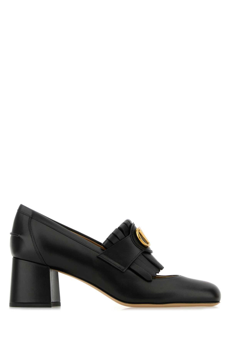 Valentino Garavani Vlogo Signature Fringed Calfskin Pumps 55mm Woman Black 40 In Black