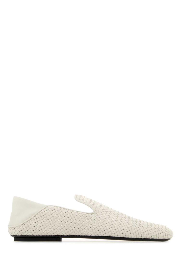Bottega Veneta White Leather Loafers In White