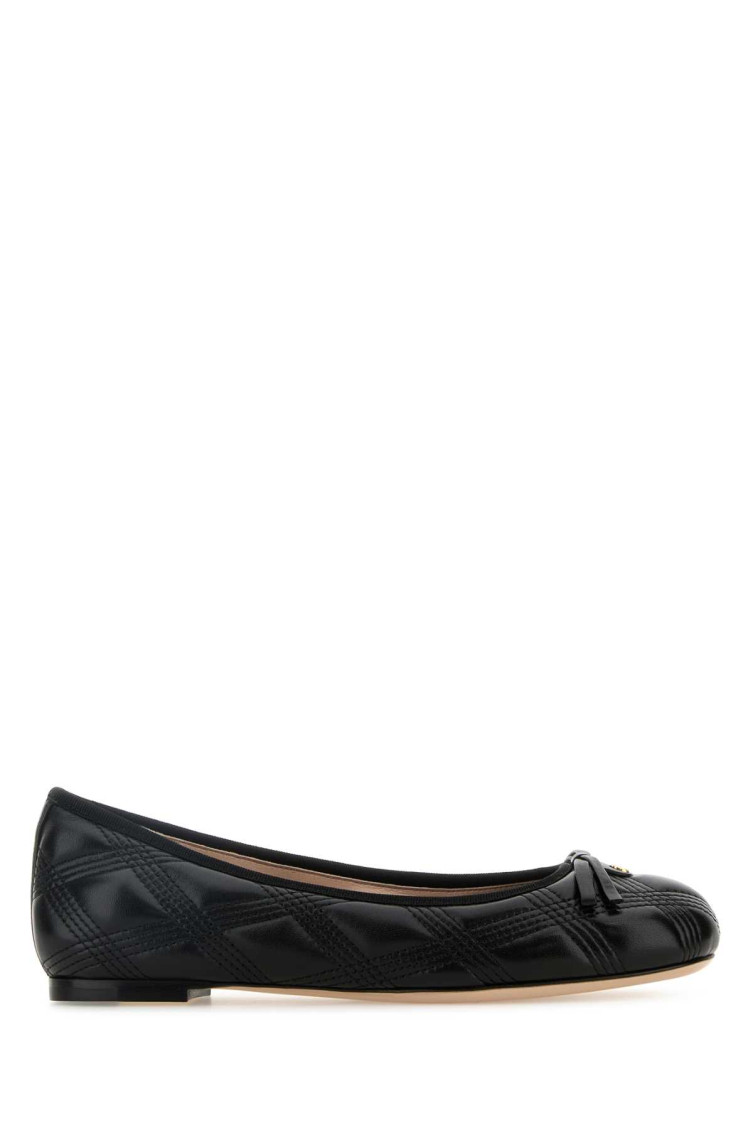 Valentino Black Leather Ballet Flats In Black