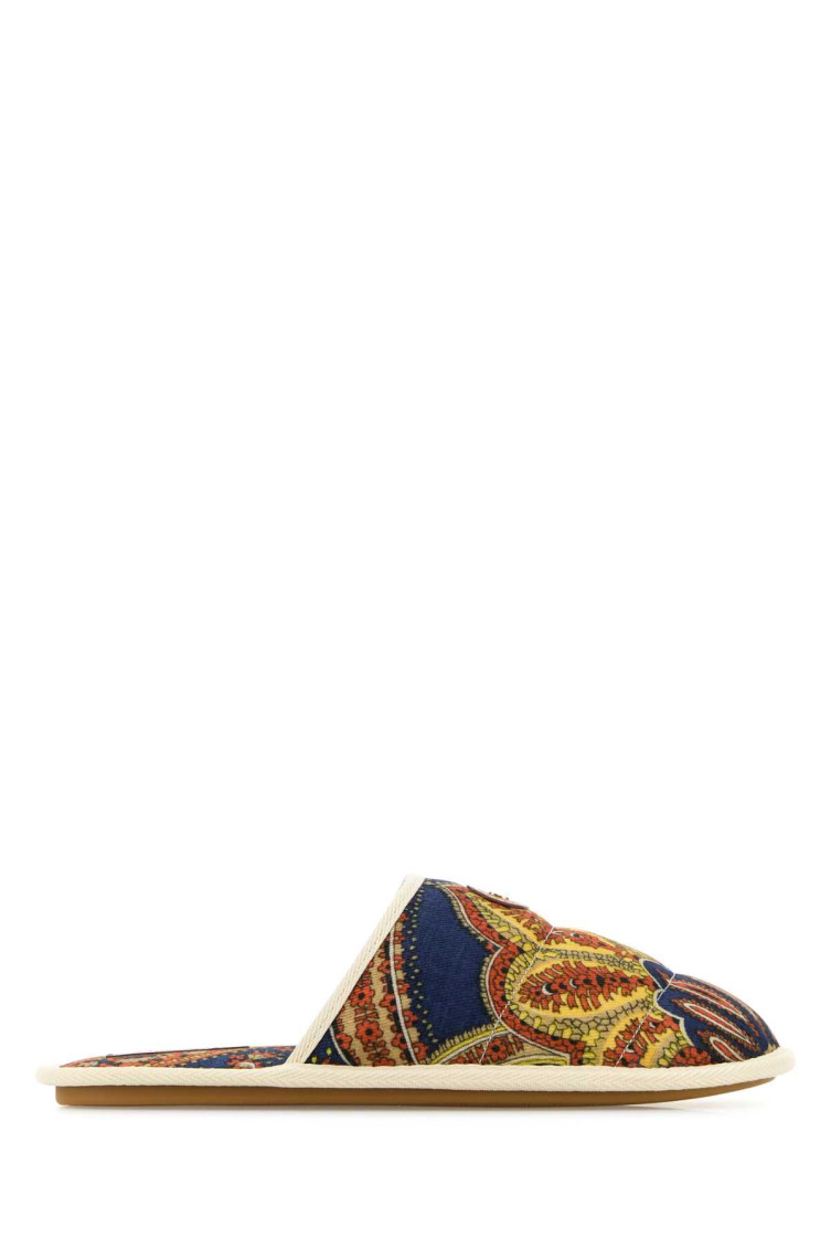 Valentino Multicolor Floral Cotton Slide Slippers For Home And Short Outings In Multicolor