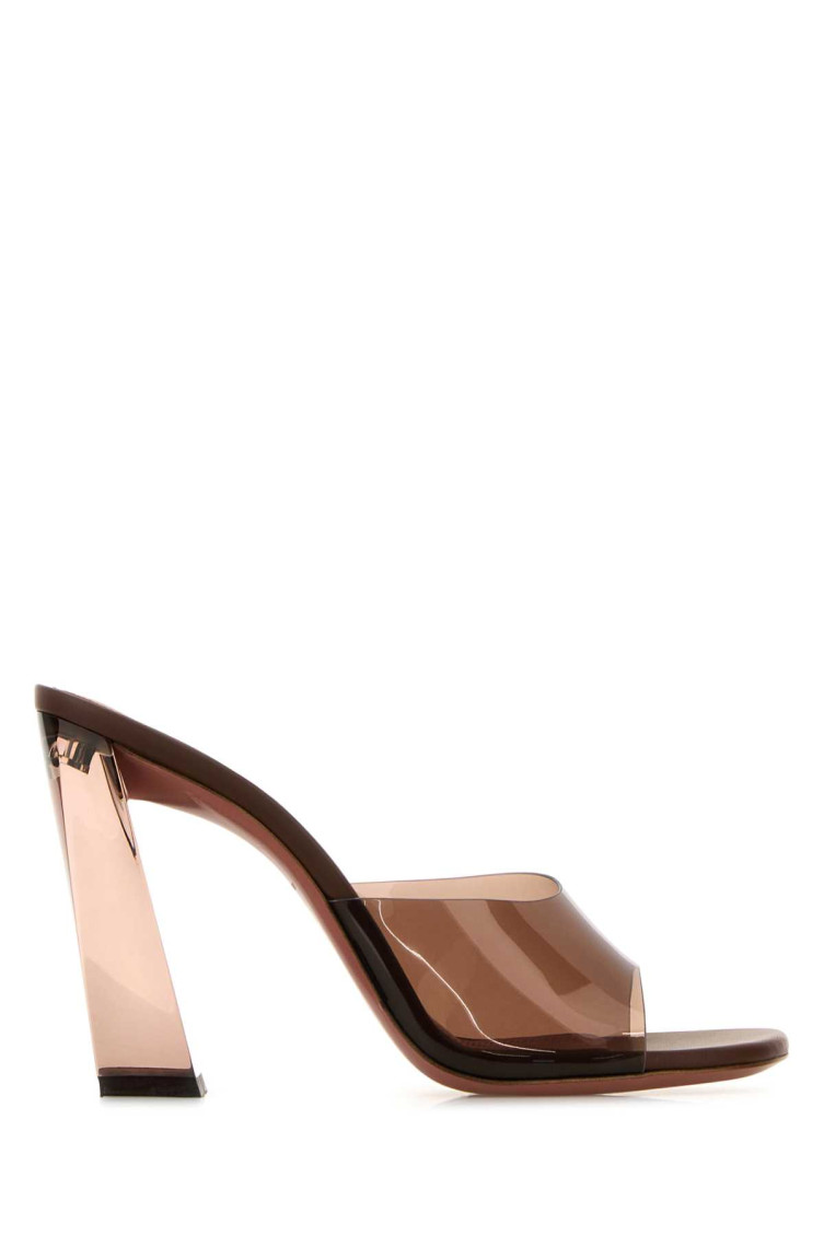 Amina Muaddi Open-toed Muller Shoes In Brown