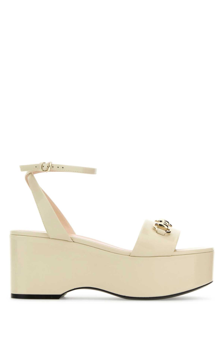 GUCCI WHITE LEATHER WEDGES